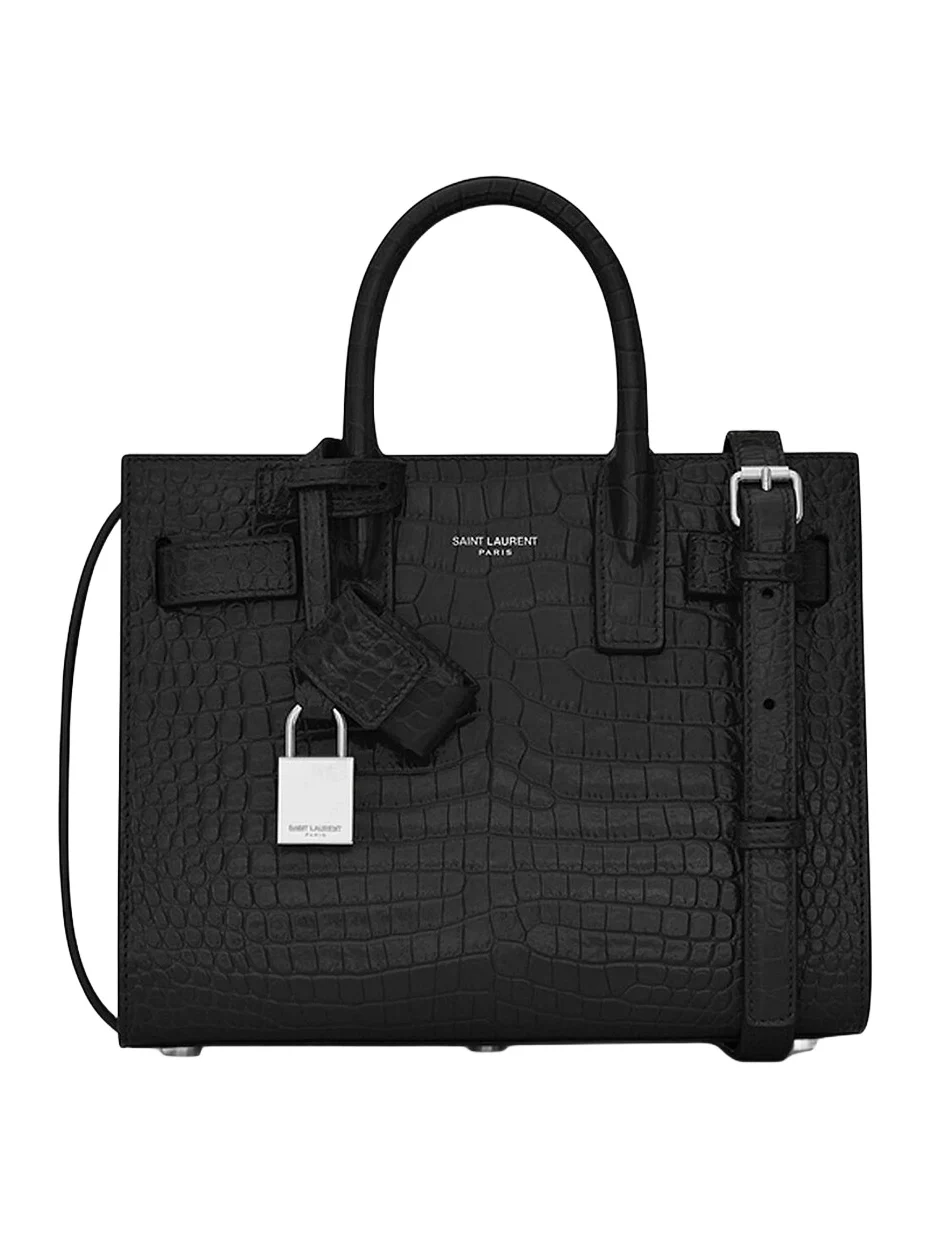 Women's Sac De Jour Nano Top Handle Bag In Embossed Crocodile Shiny Leather Women's Sac De Jour Nano Top Handle Bag In Embossed Crocodile Shiny Leather