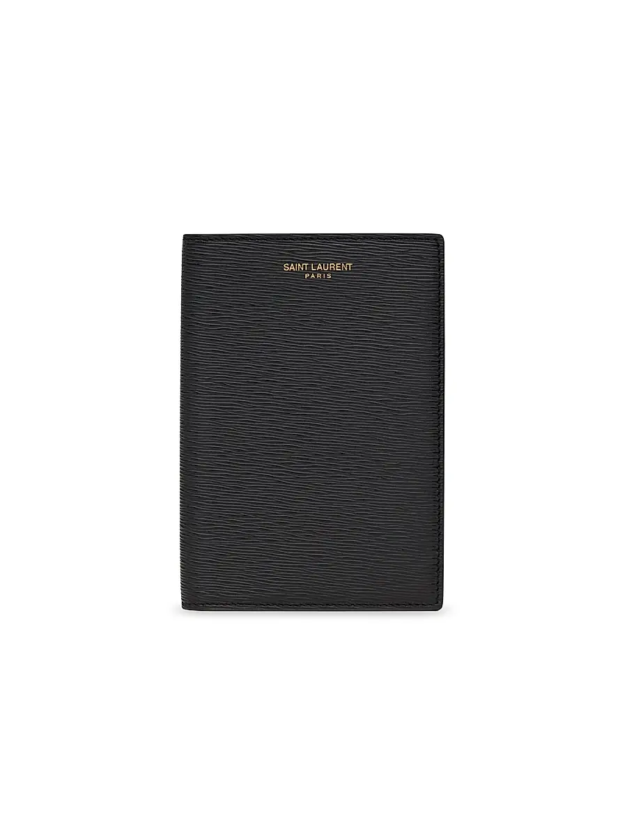 Saint Laurent Men's Passport Case In Ripple Embossed Leather - Black | Image 1 Saint Laurent Men's Passport Case In Ripple Embossed Leather - Black | Image 1