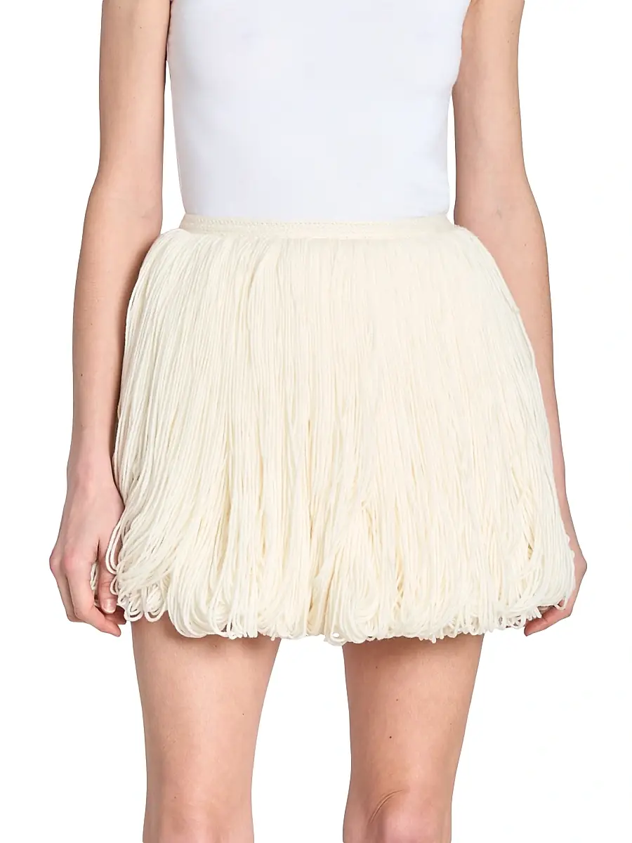 Alaïa Women's Fringes Wool Miniskirt - Blanc Casse | Thumbnail 3 Alaïa Women's Fringes Wool Miniskirt - Blanc Casse | Thumbnail 3