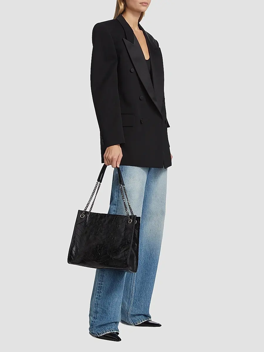 Saint Laurent Women's Niki Medium Shopping Tote Bag in Crinkled Vintage Leather | Thumbnail 2 Saint Laurent Women's Niki Medium Shopping Tote Bag in Crinkled Vintage Leather | Thumbnail 2