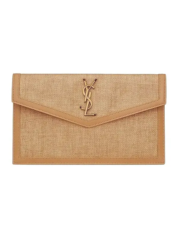 Saint Laurent Women's Uptown Pouch in Micro Raffia - Natural Hay