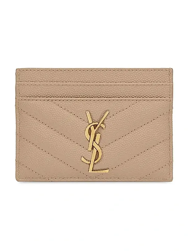 Women's Cassandre Matelasse Card Case in Grain De Poudre Embossed Leather Women's Cassandre Matelasse Card Case in Grain De Poudre Embossed Leather