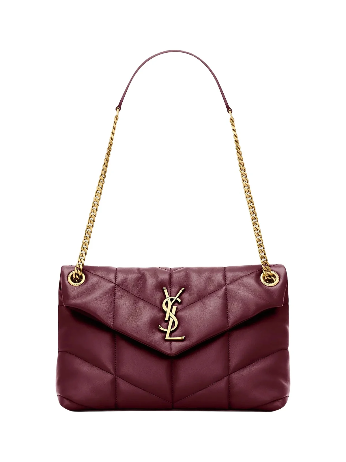 Women's Puffer Small Shoulder Bag in Nappa Leather - Rouge Cabernet Women's Puffer Small Shoulder Bag in Nappa Leather - Rouge Cabernet