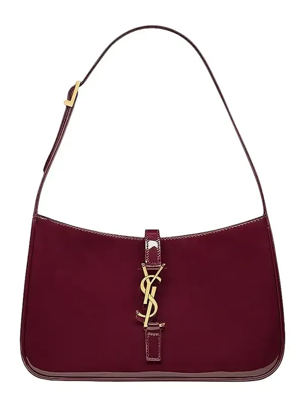 Saint Laurent Women's Le 5 à 7 Shoulder Bag in Patent Leather - Dark Red Wine