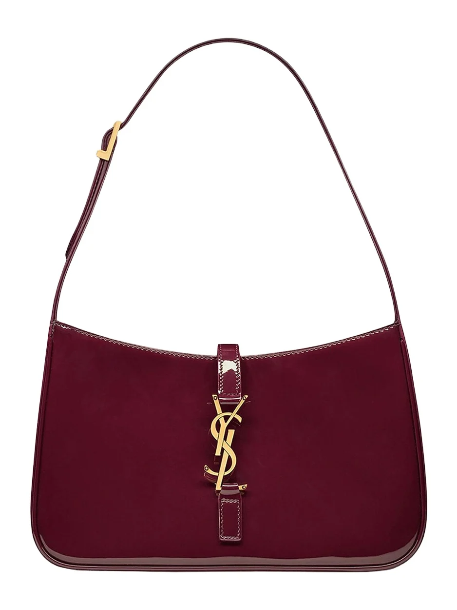 Women's Le 5 à 7 Shoulder Bag in Patent Leather - Dark Red Wine Women's Le 5 à 7 Shoulder Bag in Patent Leather - Dark Red Wine