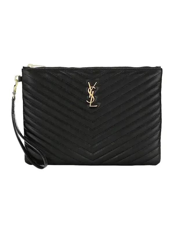 Women's Quilted Leather Monogam Wristlet