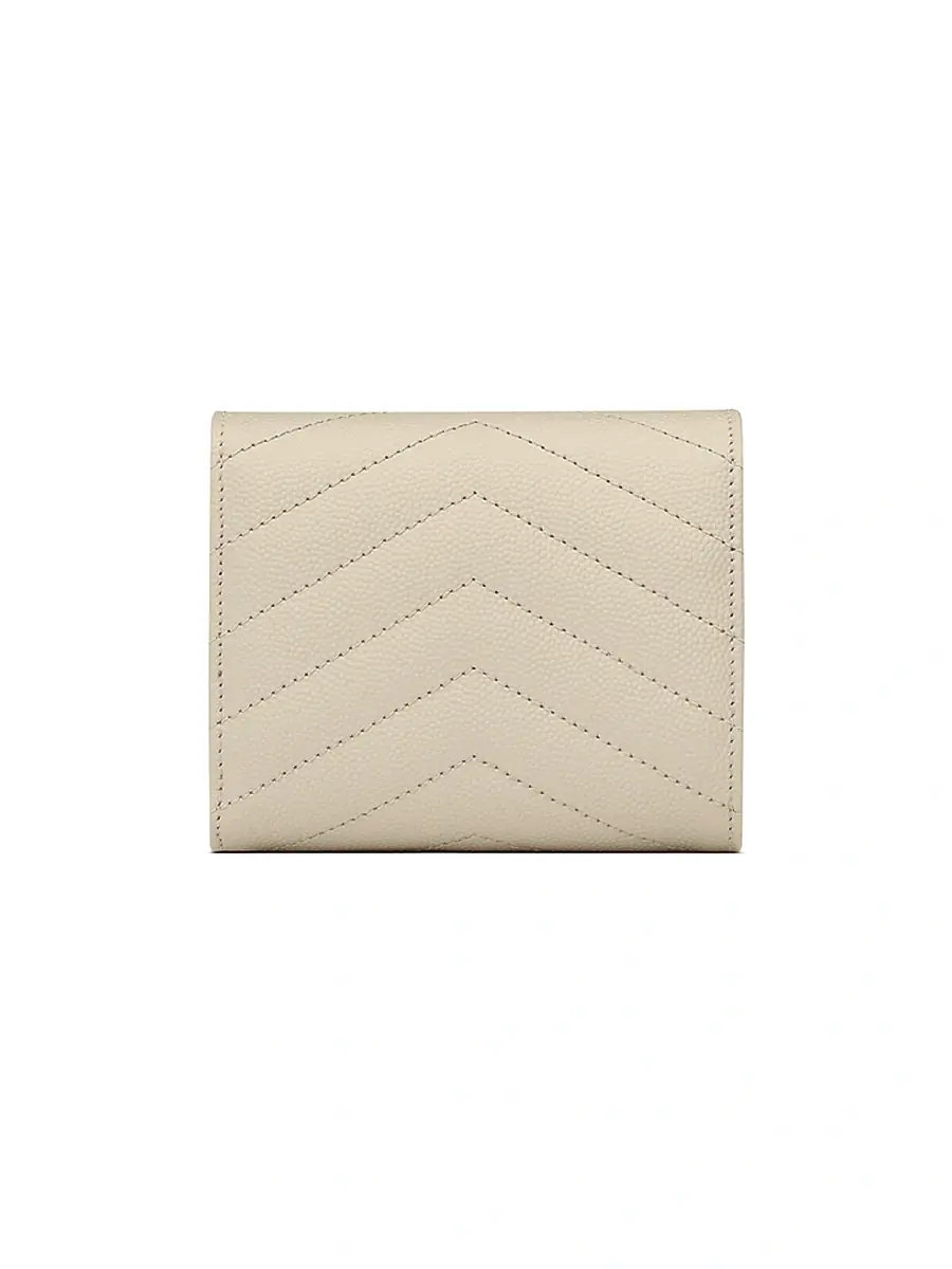 Saint Laurent Women's Cassandre Matelassé Multi-Fold Wallet in Leather - Crema Soft | Thumbnail 2