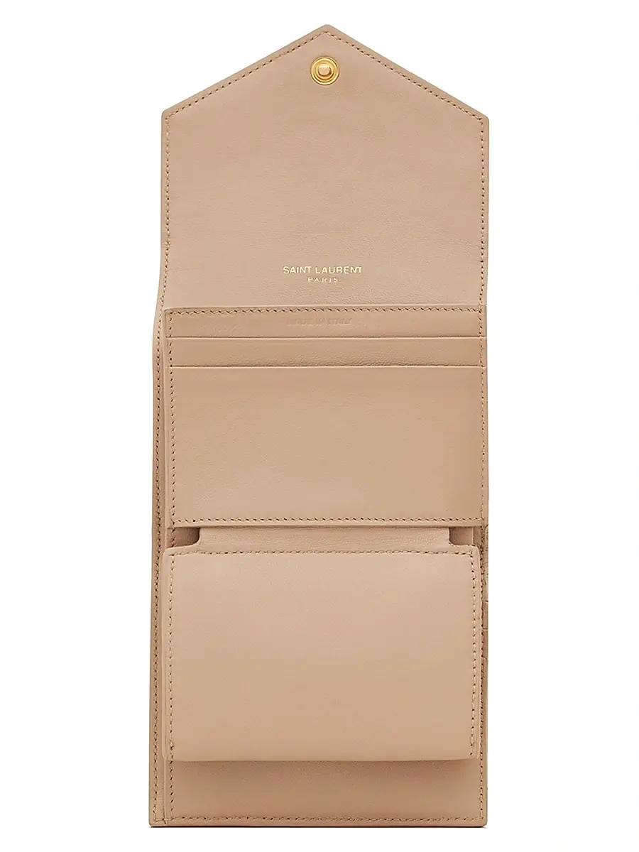 Saint Laurent Women's Cassandre Matelassé Multi-Fold Wallet in Leather - Crema Soft | Thumbnail 12