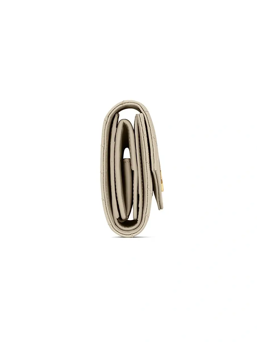 Saint Laurent Women's Cassandre Matelassé Multi-Fold Wallet in Leather - Crema Soft | Thumbnail 3