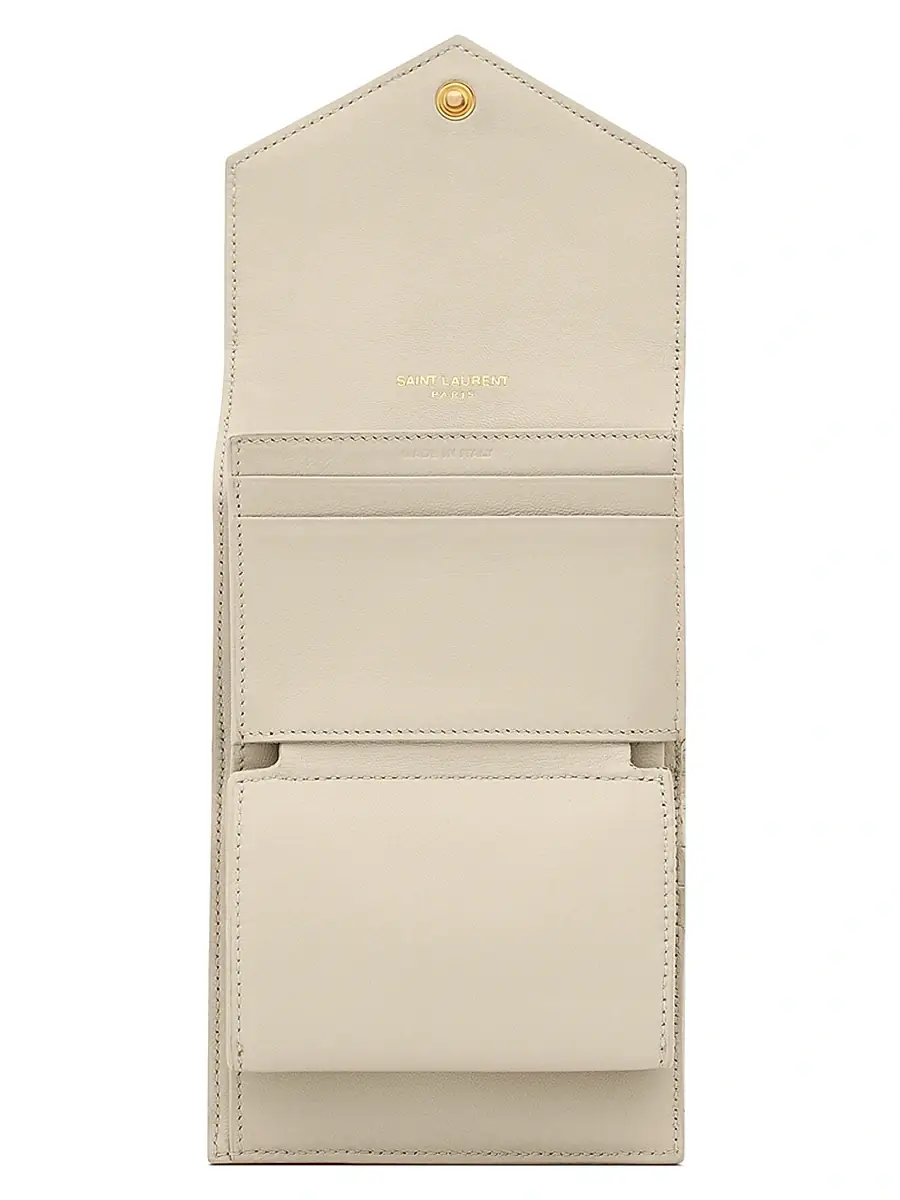 Saint Laurent Women's Cassandre Matelassé Multi-Fold Wallet in Leather - Crema Soft | Thumbnail 4