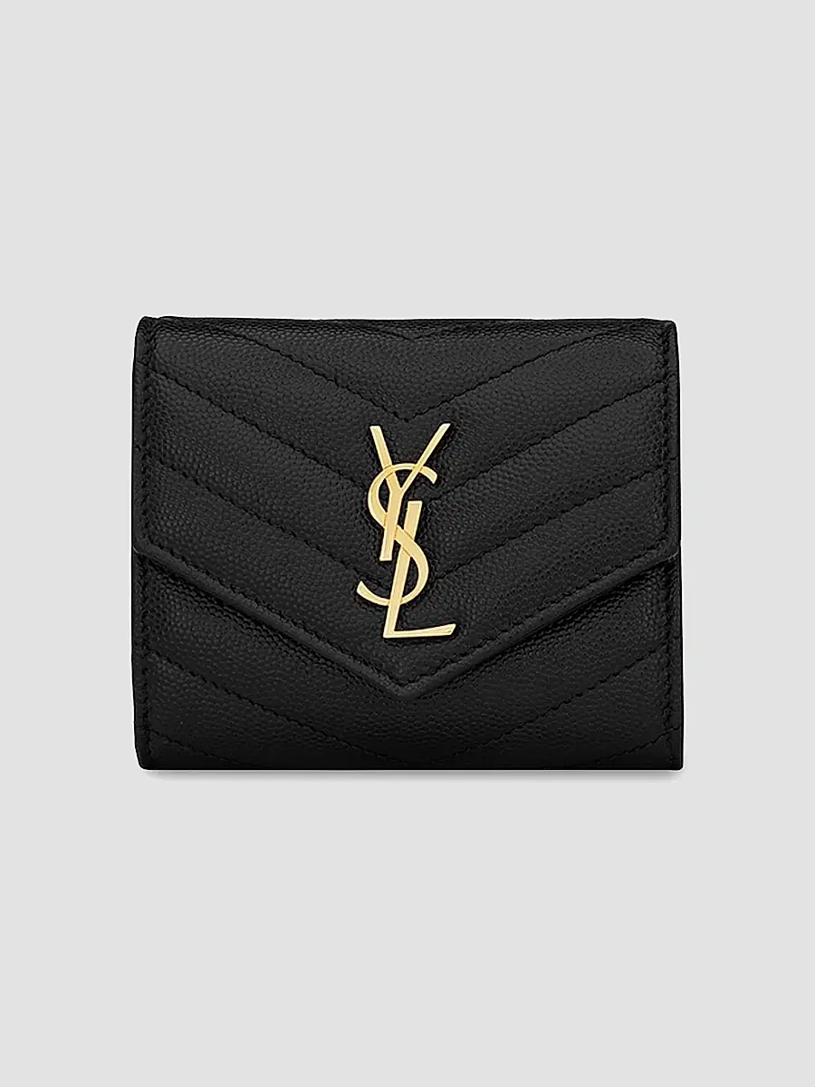Saint Laurent Women's Cassandre Matelassé Multi-Fold Wallet in Leather - Crema Soft | Thumbnail 5