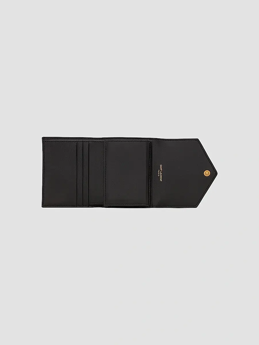 Saint Laurent Women's Cassandre Matelassé Multi-Fold Wallet in Leather - Crema Soft | Thumbnail 6