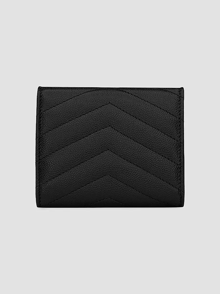 Saint Laurent Women's Cassandre Matelassé Multi-Fold Wallet in Leather - Crema Soft | Thumbnail 8