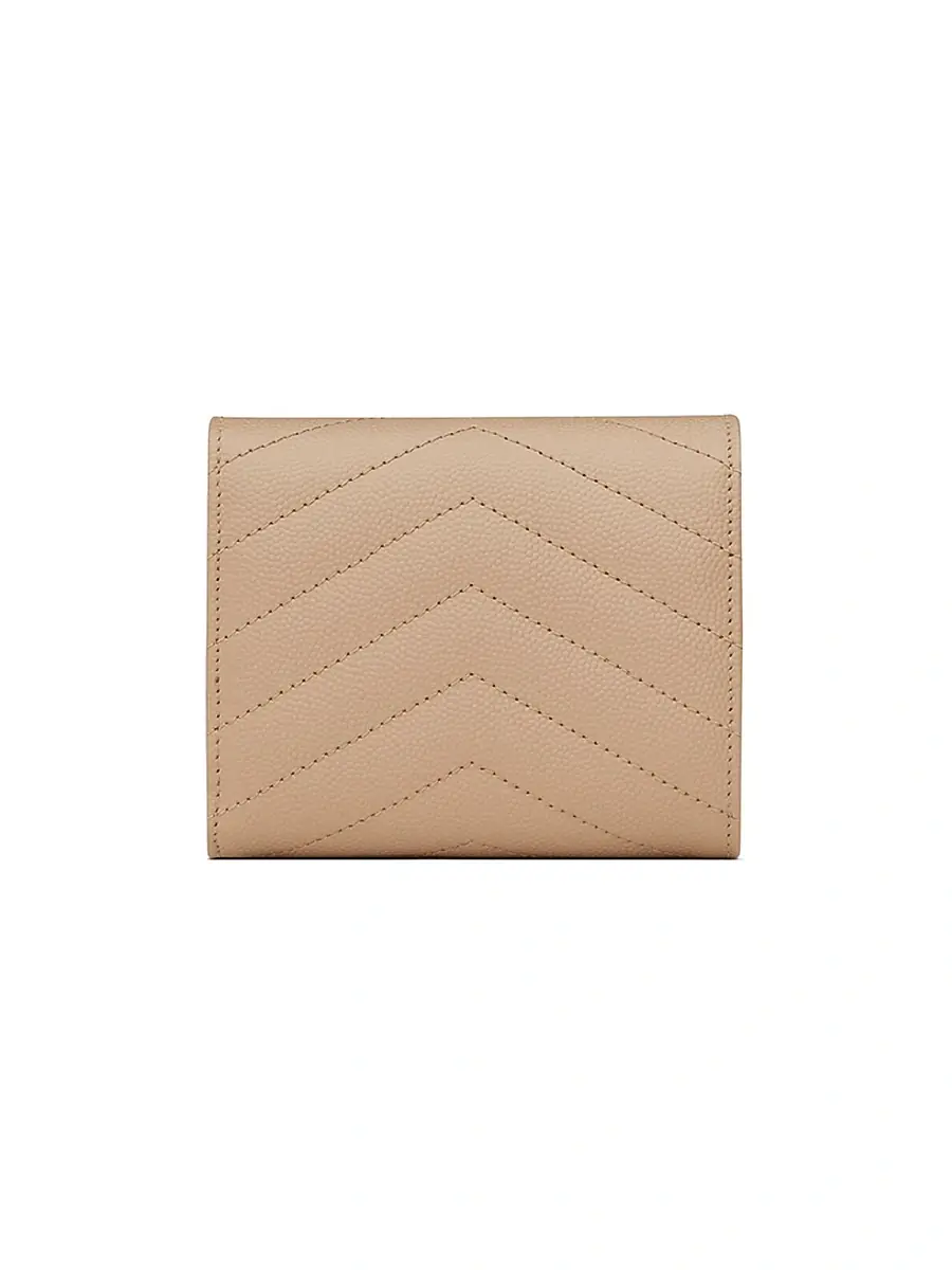 Saint Laurent Women's Cassandre Matelassé Multi-Fold Wallet in Leather - Crema Soft | Thumbnail 10