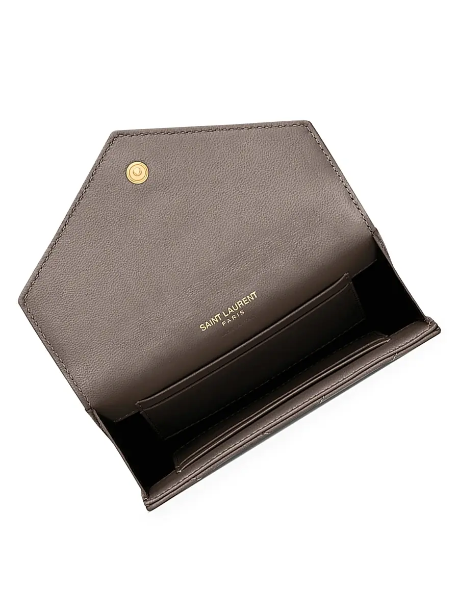 Saint Laurent Women's Cassandre Matelassé Envelope Wallet in Lambskin - Urban Grey | Thumbnail 2 Saint Laurent Women's Cassandre Matelassé Envelope Wallet in Lambskin - Urban Grey | Thumbnail 2