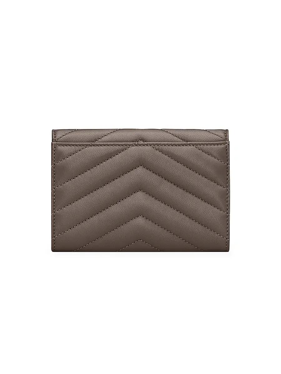 Saint Laurent Women's Cassandre Matelassé Envelope Wallet in Lambskin - Urban Grey | Thumbnail 4 Saint Laurent Women's Cassandre Matelassé Envelope Wallet in Lambskin - Urban Grey | Thumbnail 4