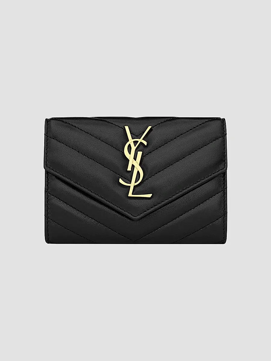 Saint Laurent Women's Cassandre Matelassé Envelope Wallet in Lambskin - Urban Grey | Thumbnail 5 Saint Laurent Women's Cassandre Matelassé Envelope Wallet in Lambskin - Urban Grey | Thumbnail 5