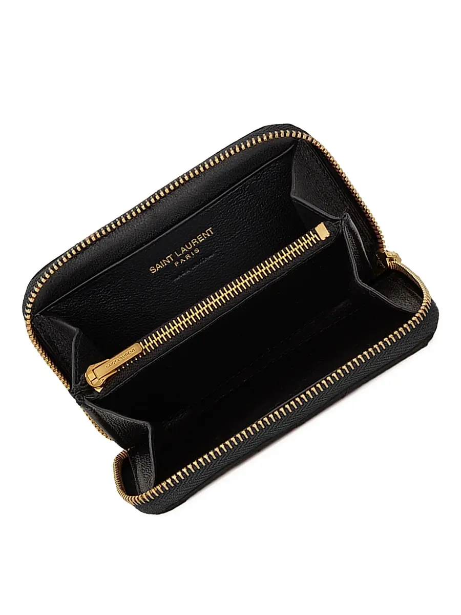 Saint Laurent Women's Cassandre Matelassé Coin Card Wallet In Lambskin - Black | Thumbnail 2 Saint Laurent Women's Cassandre Matelassé Coin Card Wallet In Lambskin - Black | Thumbnail 2