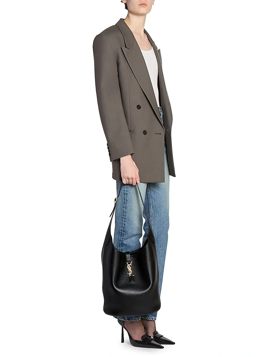 Saint Laurent Women's Le 5 à 7 Hobo Bag in Grained Leather - Black | Thumbnail 2 Saint Laurent Women's Le 5 à 7 Hobo Bag in Grained Leather - Black | Thumbnail 2