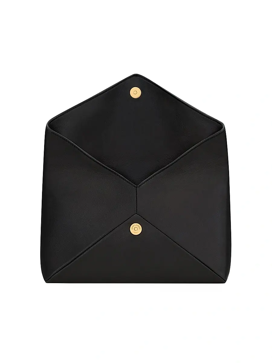 Saint Laurent Women's Cassandre Small Envelope Pouch In Lambskin - Black | Thumbnail 5 Saint Laurent Women's Cassandre Small Envelope Pouch In Lambskin - Black | Thumbnail 5