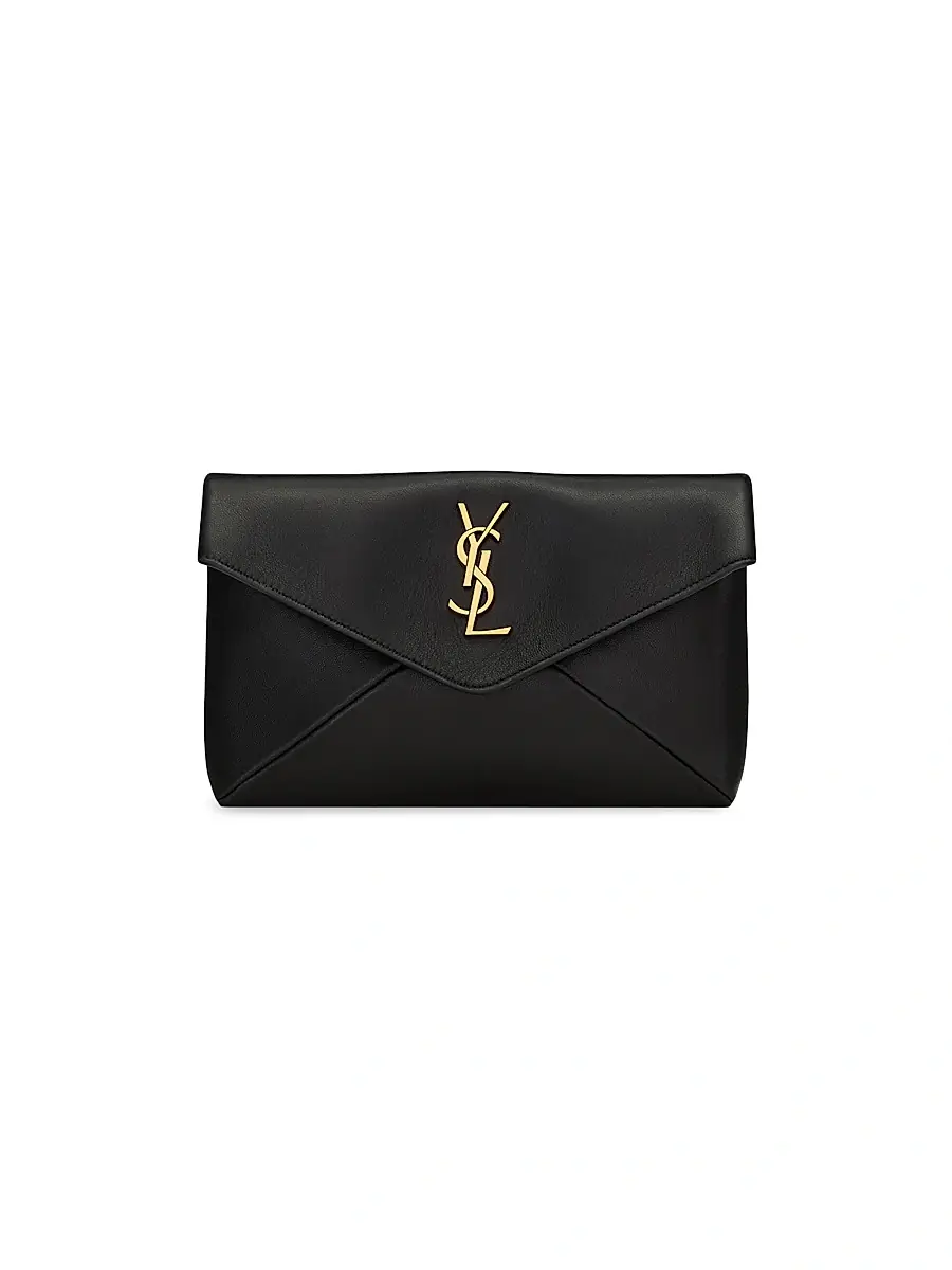 Saint Laurent Women's Cassandre Small Envelope Pouch In Lambskin - Black | Image 1 Saint Laurent Women's Cassandre Small Envelope Pouch In Lambskin - Black | Image 1