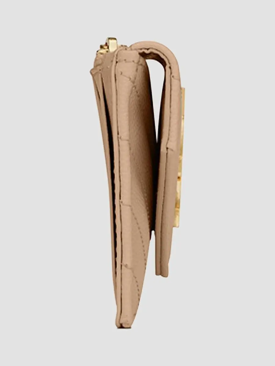 Saint Laurent Women's Cassandre Matelassé Fragments Flap Card Case in Grain de Poudre Embossed Leather - Dark Beige | Thumbnail 3 Saint Laurent Women's Cassandre Matelassé Fragments Flap Card Case in Grain de Poudre Embossed Leather - Dark Beige | Thumbnail 3