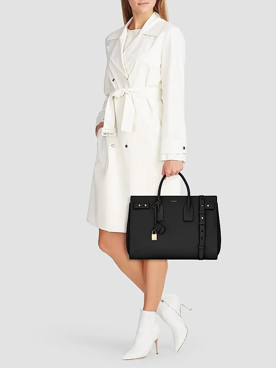 Saint Laurent Women's Sac De Jour Supple Medium In Grained Leather - Black | Thumbnail 2 Saint Laurent Women's Sac De Jour Supple Medium In Grained Leather - Black | Thumbnail 2