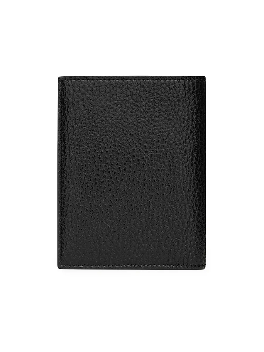 Saint Laurent Men's Tiny Cassandre Credit Card Wallet In Grained Leather - Black | Thumbnail 2 Saint Laurent Men's Tiny Cassandre Credit Card Wallet In Grained Leather - Black | Thumbnail 2