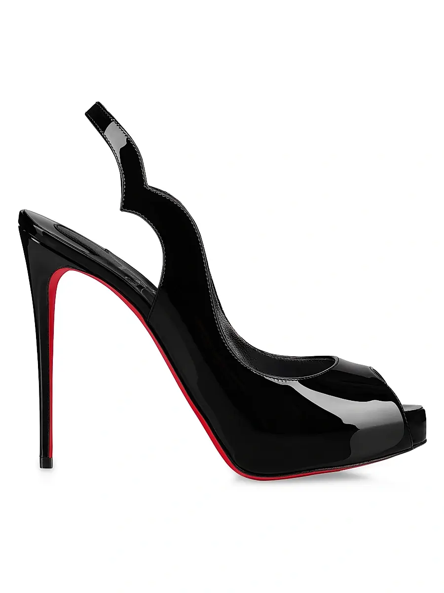 Christian Louboutin Women's Hot Chick Sling Alta 120MM Patent Leather Heels - Black | Image 1 Christian Louboutin Women's Hot Chick Sling Alta 120MM Patent Leather Heels - Black | Image 1