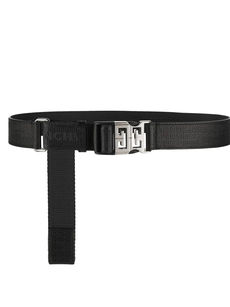 Givenchy Men's 4G Release Buckle Belt In Micro 4G Leather And Webbing - Black | Image 1 Givenchy Men's 4G Release Buckle Belt In Micro 4G Leather And Webbing - Black | Image 1