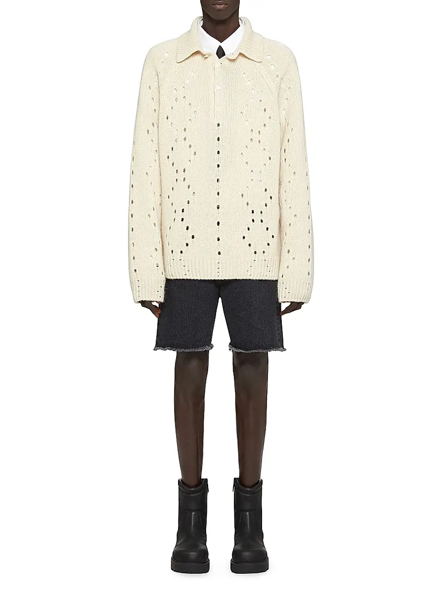 Givenchy Men's Oversized Sweater in Wool - Beige | Thumbnail 2 Givenchy Men's Oversized Sweater in Wool - Beige | Thumbnail 2
