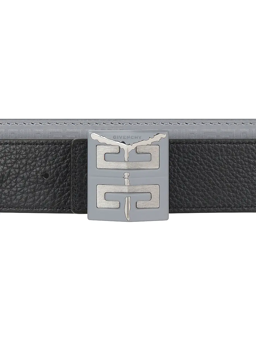 Givenchy Men's 4G Reversible Belt In Micro 4G Leather - Black Grey | Thumbnail 5
