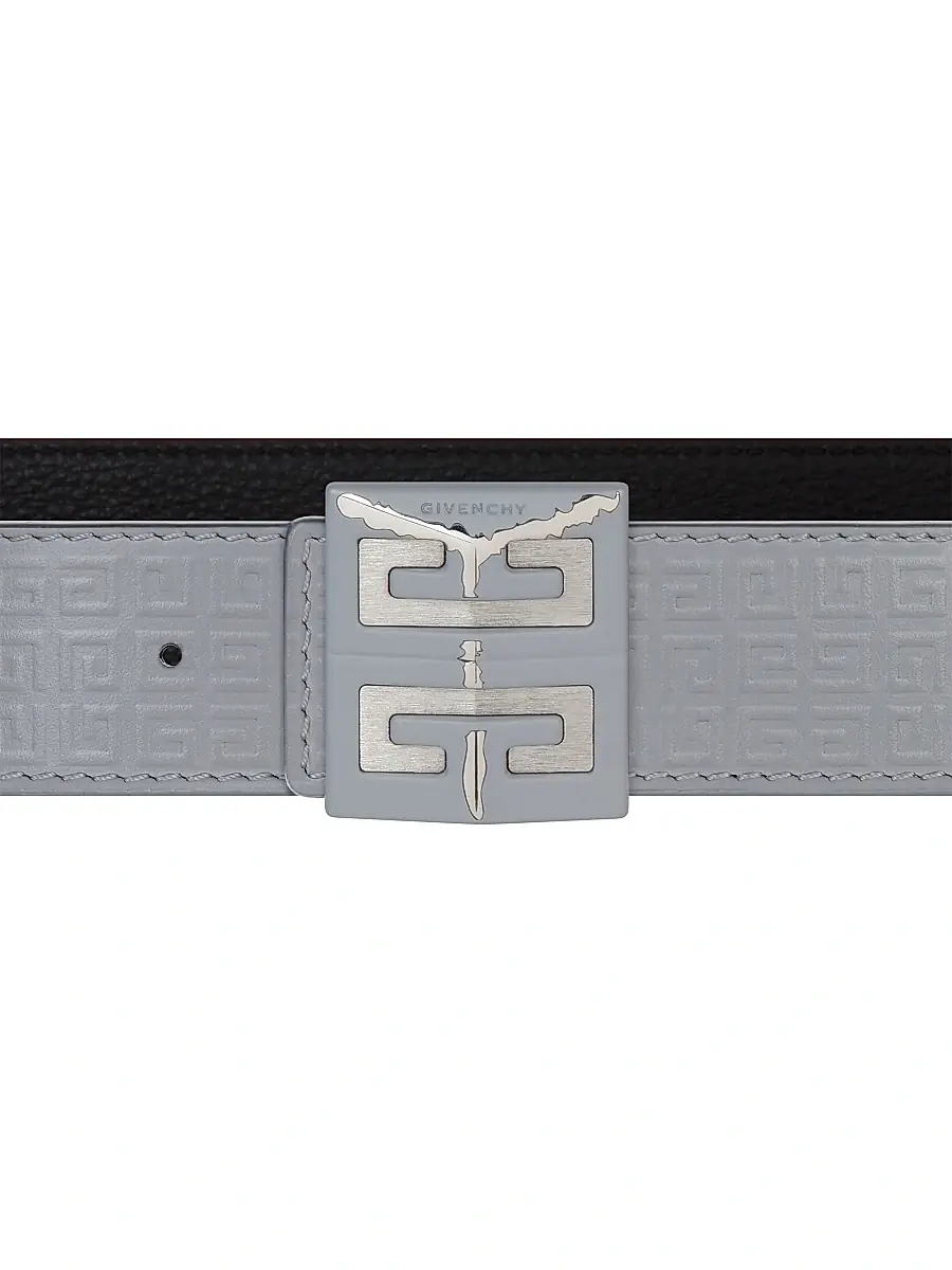 Givenchy Men's 4G Reversible Belt In Micro 4G Leather - Black Grey | Thumbnail 6