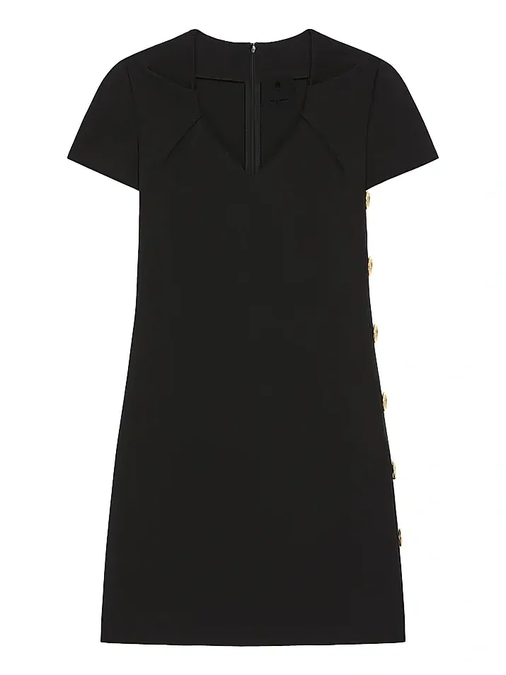 Women's Dress in Punto Milano with buttons - Black Women's Dress in Punto Milano with buttons - Black
