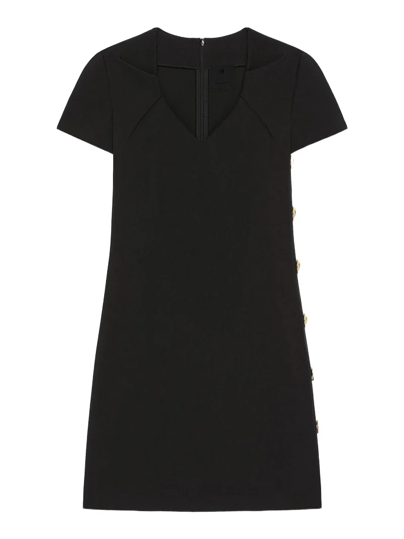 Women's Dress in Punto Milano with buttons - Black Women's Dress in Punto Milano with buttons - Black