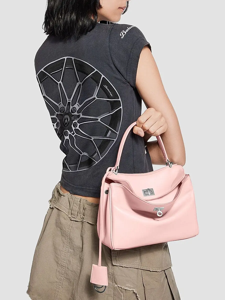 Balenciaga Women's Rodeo Mini Handbag - Suede Pink Silver | Thumbnail 2 Balenciaga Women's Rodeo Mini Handbag - Suede Pink Silver | Thumbnail 2
