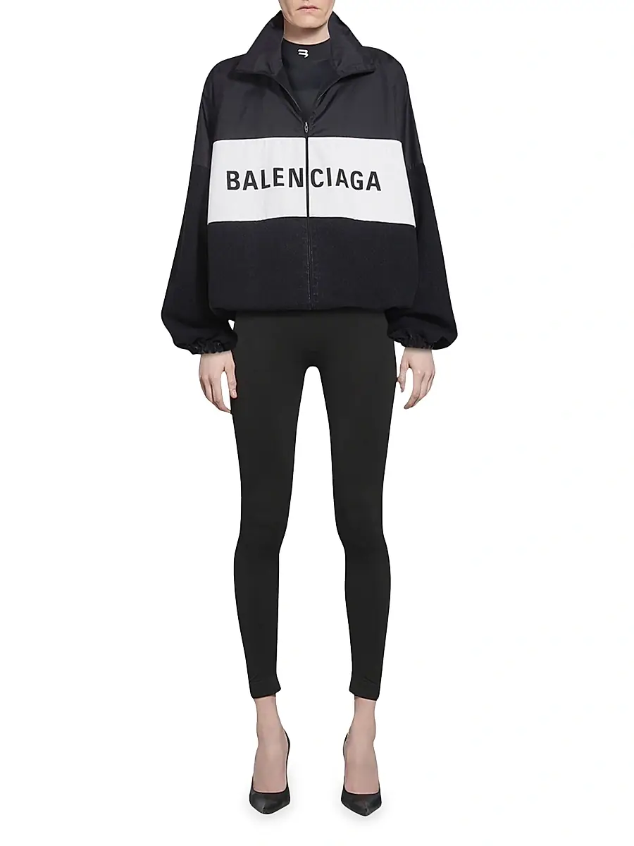 Balenciaga Women's Zipped Nylon Logo Denim Jacket | Thumbnail 2 Balenciaga Women's Zipped Nylon Logo Denim Jacket | Thumbnail 2