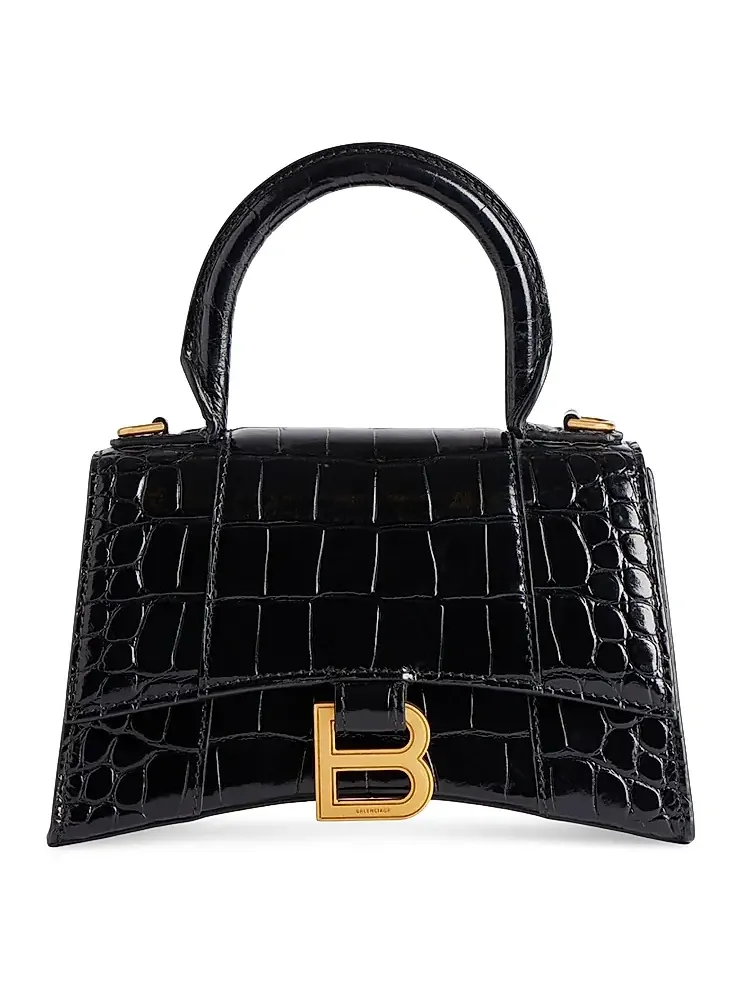 Women's Hourglass XS Handbag Crocodile Embossed Women's Hourglass XS Handbag Crocodile Embossed