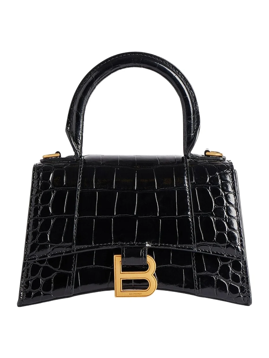 Balenciaga Women's Hourglass XS Handbag Crocodile Embossed