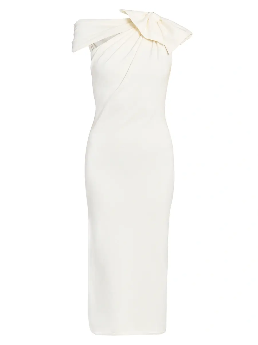 Giambattista Valli Women's Asymmetric Bow Knit Midi-Dress - Ivory - Size 8 | Image 1 Giambattista Valli Women's Asymmetric Bow Knit Midi-Dress - Ivory - Size 8 | Image 1