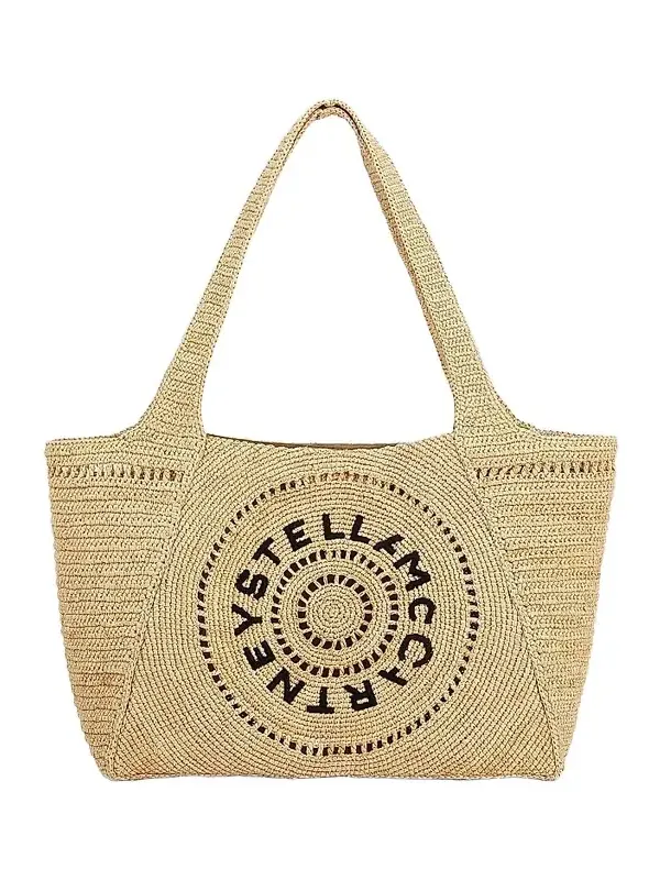 Stella McCartney Women's Logo-Embroidered Crochet Raffia Tote Bag