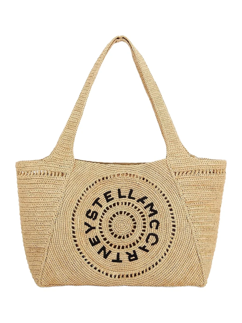 Women's Logo-Embroidered Crochet Raffia Tote Bag