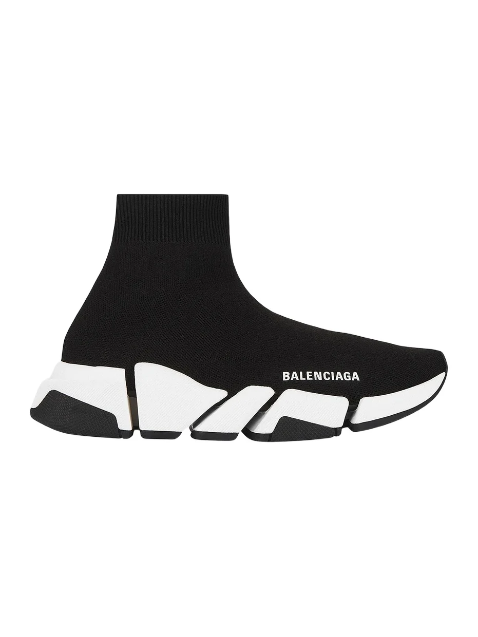 Women's Speed 2.0 Recycled Knit Sneakers With Bicolor Sole - Black White Women's Speed 2.0 Recycled Knit Sneakers With Bicolor Sole - Black White