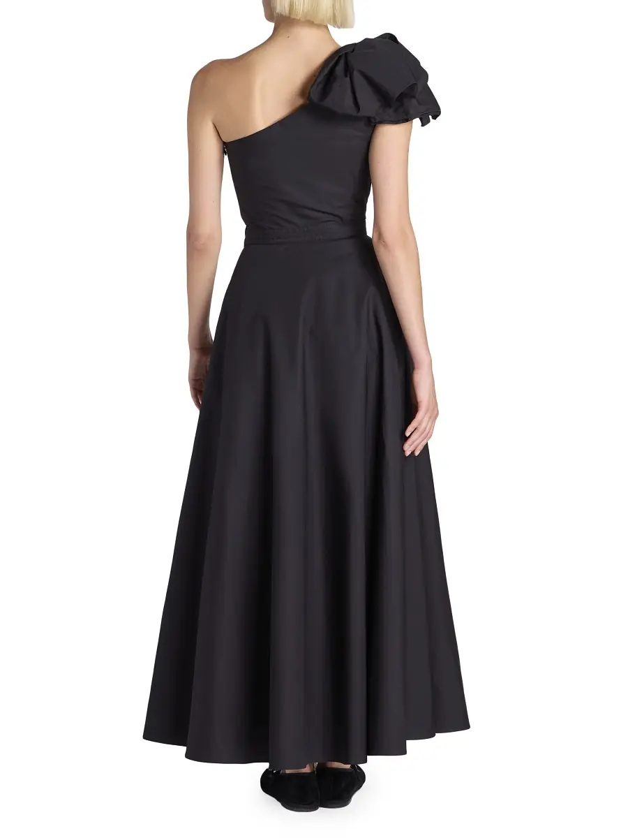 Giambattista Valli Women's One-Shoulder Cotton Fit & Flare Maxi Dress - Black | Thumbnail 4 Giambattista Valli Women's One-Shoulder Cotton Fit & Flare Maxi Dress - Black | Thumbnail 4