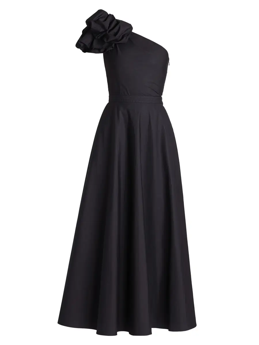 Giambattista Valli Women's One-Shoulder Cotton Fit & Flare Maxi Dress - Black | Thumbnail 6 Giambattista Valli Women's One-Shoulder Cotton Fit & Flare Maxi Dress - Black | Thumbnail 6