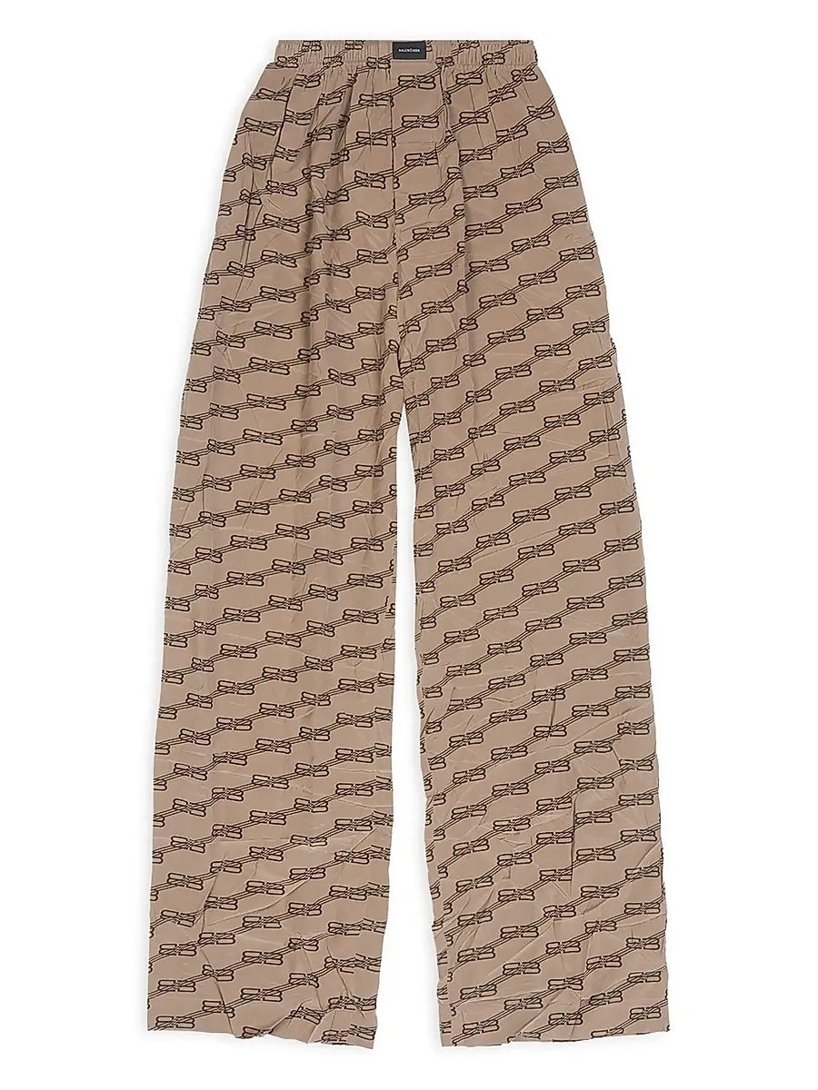 Balenciaga Women's BB Monogram Pyjama Pants - Beige Brown | Image 1 Balenciaga Women's BB Monogram Pyjama Pants - Beige Brown | Image 1