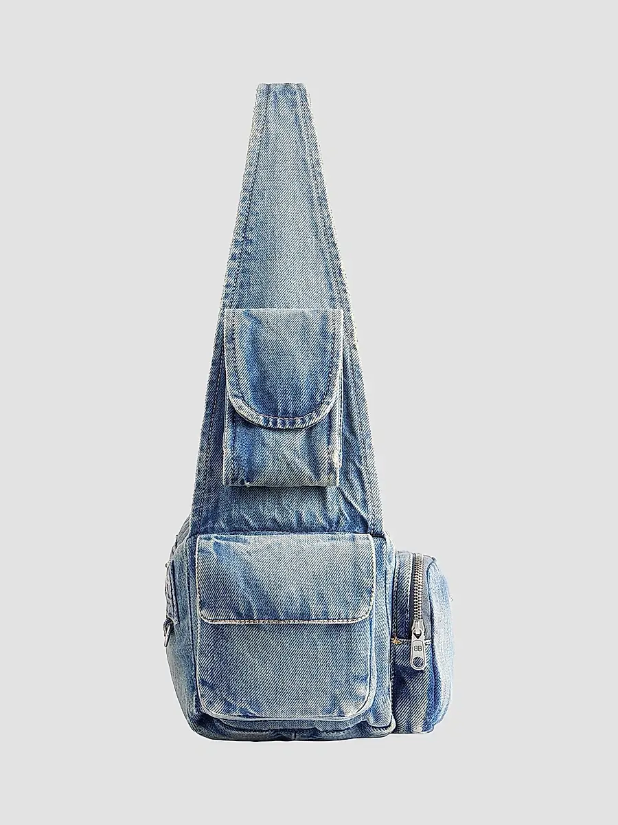 Balenciaga Women's Superbusy Small Sling Shoulder Bag in Denim - Blue | Thumbnail 3 Balenciaga Women's Superbusy Small Sling Shoulder Bag in Denim - Blue | Thumbnail 3