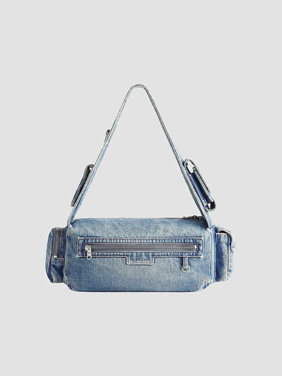 Balenciaga Women's Superbusy Small Sling Shoulder Bag in Denim - Blue | Thumbnail 4 Balenciaga Women's Superbusy Small Sling Shoulder Bag in Denim - Blue | Thumbnail 4