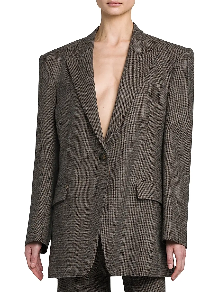 Stella McCartney Women's Wool Oversized Blazer - Camel Grey | Thumbnail 3 Stella McCartney Women's Wool Oversized Blazer - Camel Grey | Thumbnail 3