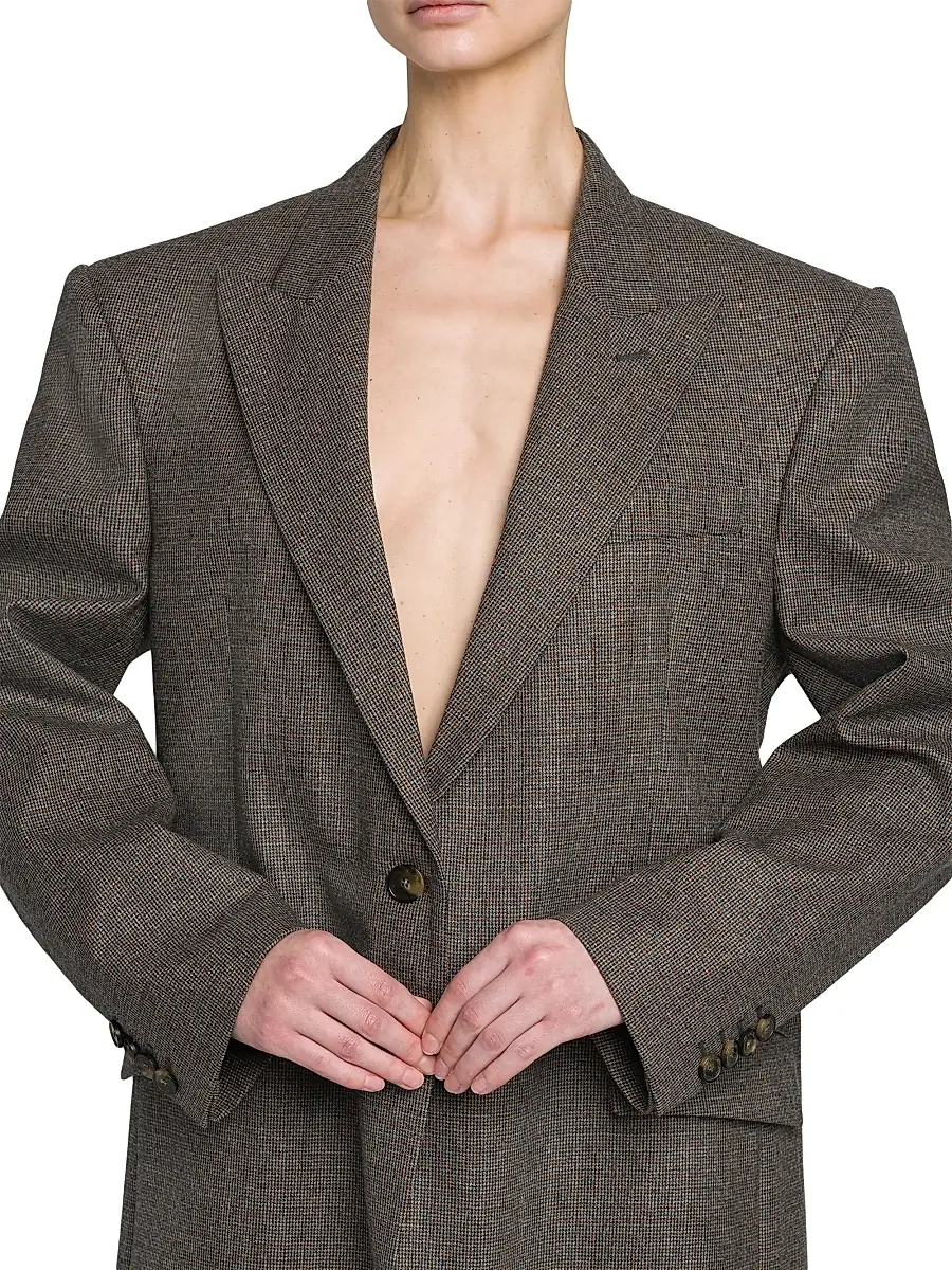 Stella McCartney Women's Wool Oversized Blazer - Camel Grey | Thumbnail 6 Stella McCartney Women's Wool Oversized Blazer - Camel Grey | Thumbnail 6